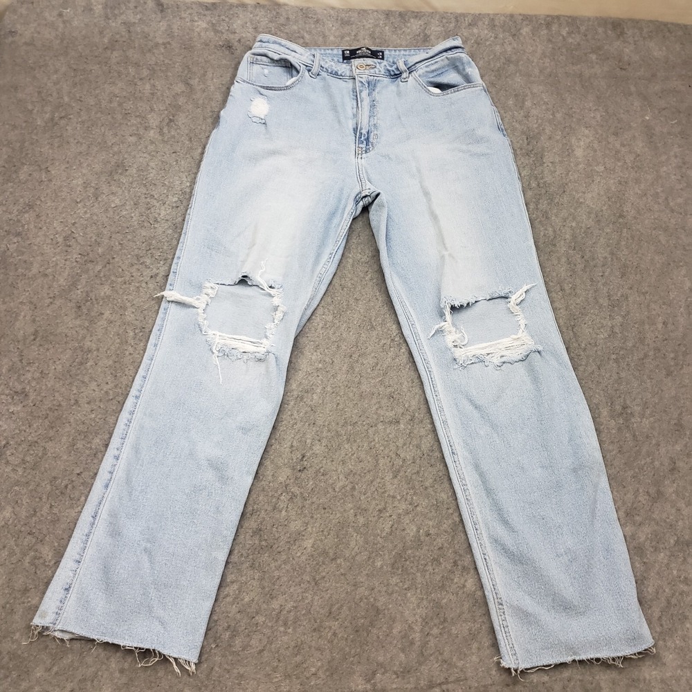 Hollister Jeans Womens 13 Blue Straight High Rise Light Wash Denim Vintage 90s *